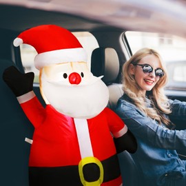 ROCEEI Christmas Inflatable Car Decoration Car Christmas LED Lights Decoration Xmas Blow Up Decor for Car Xmas Holiday Car Accessories(Santa 1)