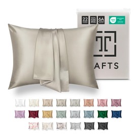 Tafts Silk Pillow Cases - 22mm 100% Pure Mulberry 6A Silk Pillowcase for Hair & Skin with Zipper Closure, Cooling, Natural, Organic, Double Sided Silk Pillow Case (Taupe, Queen 20x30 1pc)