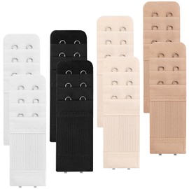 Megecaa Bra Extender 2 Hook 3 Row - 8 Pcs Women's Comfortable Elastic Bra Strap Extenders, Soft & Adjustable Underwire Band Extender for Plus Size, Maternity & Everyday Wear