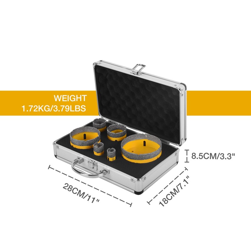 LFGUD Diamond Hole Saw Kit, 6-Piece Diamond Core Drill Bits