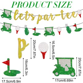 Golf Party Decorations, Golf Themed Birthday Banner with Cord for Kids and Adults NO-DIY Let’s Par-tee Banner for Retirement Sport Baby Shower Adults (Green)