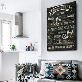 WEXFORD HOME Bathroom Rules Gallery Wrapped Wall Art, 24x32