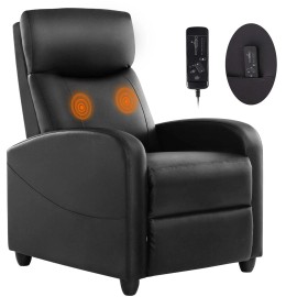 HOMEFLA Massage Recliner Chair, Small Recliner Sofa Chair with Seat Backrest - Black
