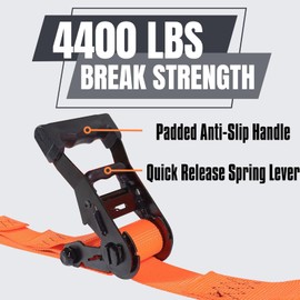 BonsMax Heavy Duty Ratchet Straps, Tie Down Straps with S-Hook and Soft Loops 4-Pack, 1.5 inch x12 Feet, Secure ATV, UTV, Dirt Bike, Motorcycle on Trailer and Truck