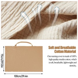 Muslin Nursing Cover for Breastfeeding, Soft&Breathable Cotton Breastfeeding Cover for Women,Privacy Nursing Covers with Arch Neckline Adjustable Hoop for Mother Nursing Apron (Coffee)