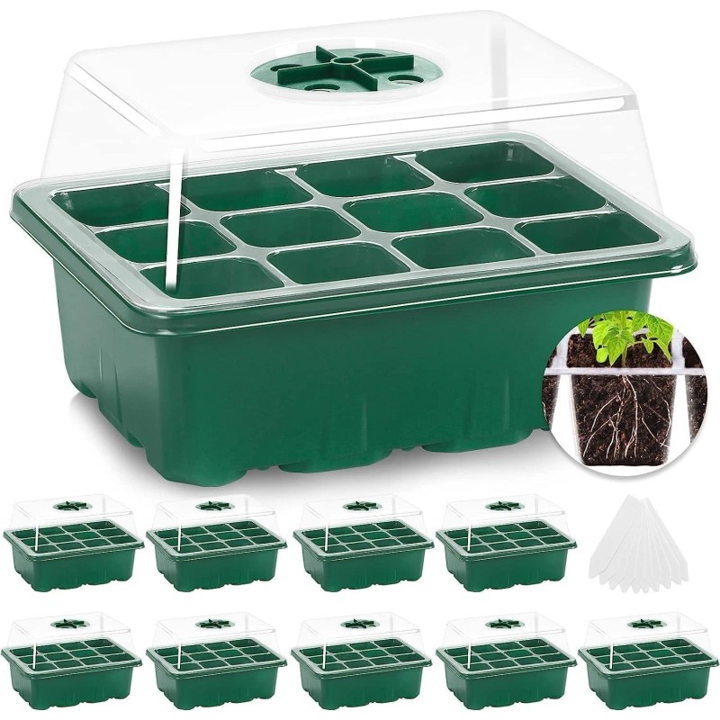 10-Pack Seed Starter Kit with Humidity Dome - Mini Greenhouse