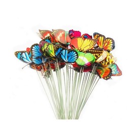 GFORTUN 50pcs Butterfly Stakes 2.75 Inch 3D Wings Garden Butterfly Ornaments Waterproof Yard Decorations for Indoor Outdoor Lawn Patio Plants Pots Flower Bed Christmas Party Decor