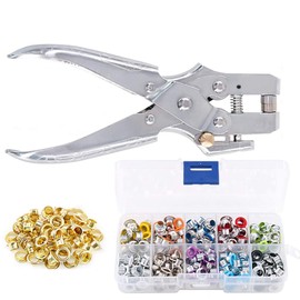 Naisfei 400 Pcs Metal Snaps Buttons with Fastener Pliers Press Tool, Metal Grommets Kit with Eyelet Hole Punch Pliers, 100 Metal Eyelets and 300 Colour Eyelets for DIY Project Bag Shoes Clothes