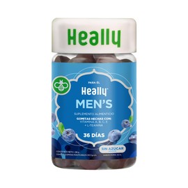HEALLY | Vitaminas Para Hombre En Gomitas Sin Azúcar | 72 Piezas | Multivitamínico Con L-Teanina, Zinc, Vitaminas A, B, C y E | Energía y Claridad Mental | Sin Gluten Sabor Mora Azul