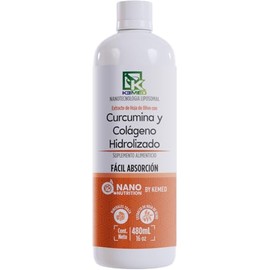 Curcumina y Colágeno Hidrolizado | Suplemento de Alta Absorción 480ml | 32 Dosis | Nano Nutrition by KEMED
