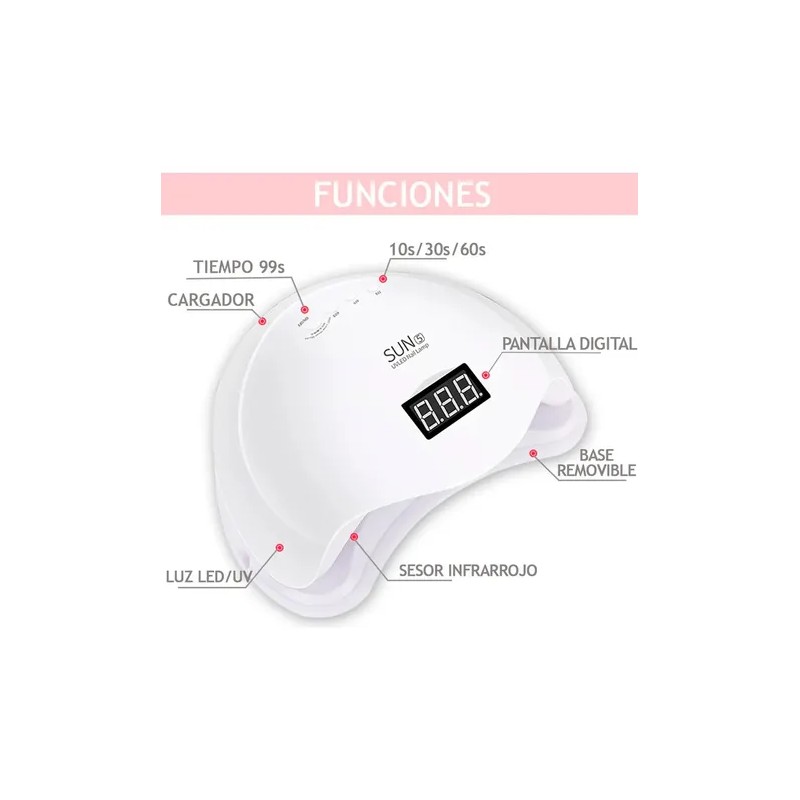 Lampara De Uñas Uv Profesional Secador Uñas Led Con Pantalla