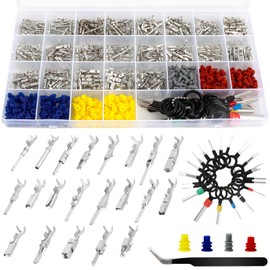 813 Piece Connector Pins Kit, 21 Types 395 Pieces 1/1.5/1.8/2.2/2.3/2.5/2.8/3.5 mm Male and Female Crimper Connection Pin, Car Motorcycle Electrical Connector Pins Kit