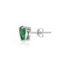 Sterling Silver Created Emerald 5mm Heart Stud Earrings