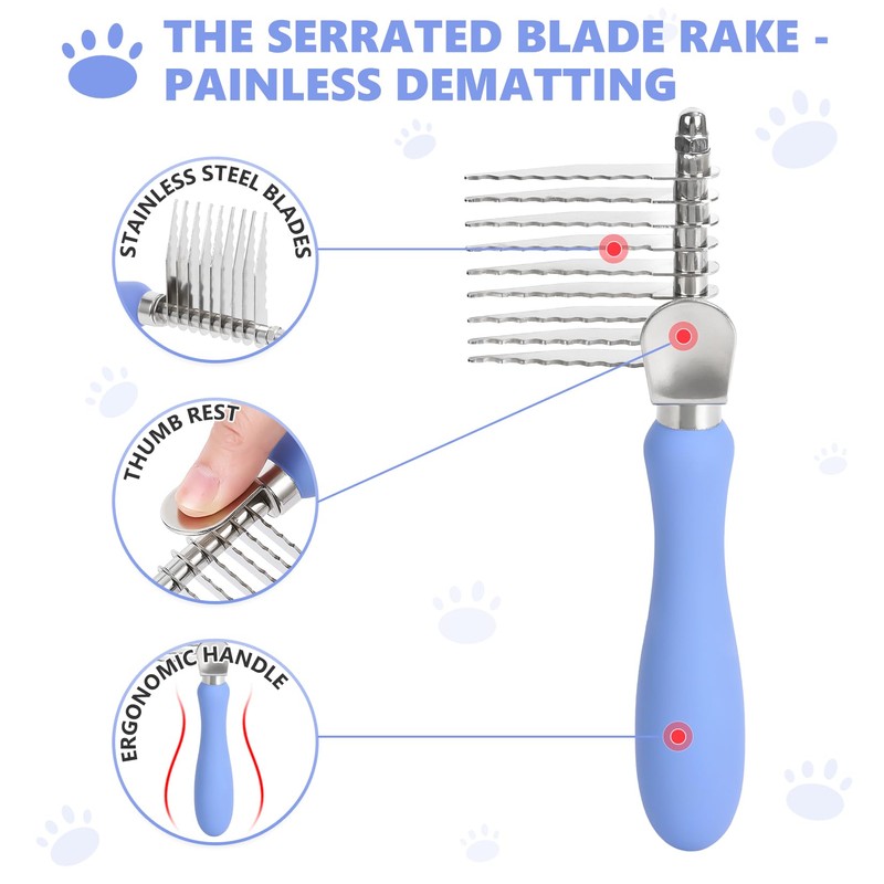 Myselect Dematting Comb for Doodles & Poodles, Dual-Sided Comb Tool