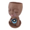 Resin Face Plant Pot Creative Cute Small Drinking Coffee Succulent