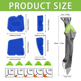 Silikonentferner Werkzeug Set, 4 in 1 Silikonfugenentferner mit Edelstahlkopf & 5 Pads Silikon Abzieher für Küche, Bad, Fliesen, Inkl. Fugenglätter & Ersatzteile, Silikonentferner Werkzeug