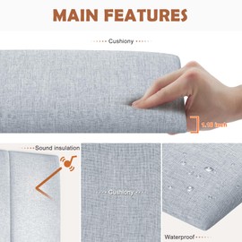 IFNOW Upholstered Wall Mounted Headboard, 3D Soundproof Wall Panels Peel and Stick Headboard for King Size, Reusable and Removable Tufted Bed Headboard in Blue White(12 Panels, 10" x 24")