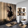 Camille&Andrew 4PCS/Set Western Cowboy Shower Curtain, Country Cowboy Riding Horse