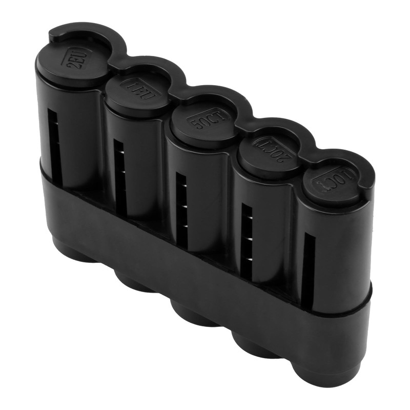 Coin Box with 5 Compartments, Coin Dispenser in Black, Change