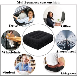 adult short driver car seat booster/booster seat for adults/thick Office Chair Booster Seat,for Short People Effectively Increase Field of View Lower Back Fatigue Relief,for Cars,Office,Home（black）