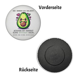 Avocado Kawaii Style Magnet Round with Saying Be Yourself or Avocado Cartoon Face Anime Design Cute Illustration Kawaii Style