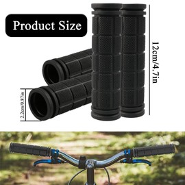 hzkais 2 Pairs Bike Handlebar Grips, Bicycle Handlebar, Non-Slip Soft Rubber Cycling Grips, 120 mm Road Mountain Bicycle Grip, 22 mm Inner Diameter, Black, Plaid Pattern