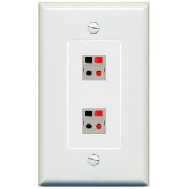 RiteAV 2 Port Speaker Jack Coupler Female-Female Decorative Wall Plate [Gray]