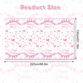 Adirasenotek 3Pcs Pink Bow Table Cloth Party Tablecovers Coquette Birthday Decorations Disposable Plastic Pink Party Decorations for Party Birthday Bridal Baby Shower Pajama Party Supplies,87x51In