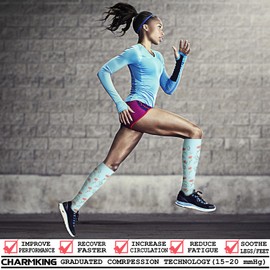 CHARMKING Compression Socks for Women & Men (8 Pairs) 15-20 mmHg Graduated Copper Support Socks are Best for Pregnant, Nurses - Boost Performance, Circulation, Knee High & Wide Calf (L/XL, Multi 58)