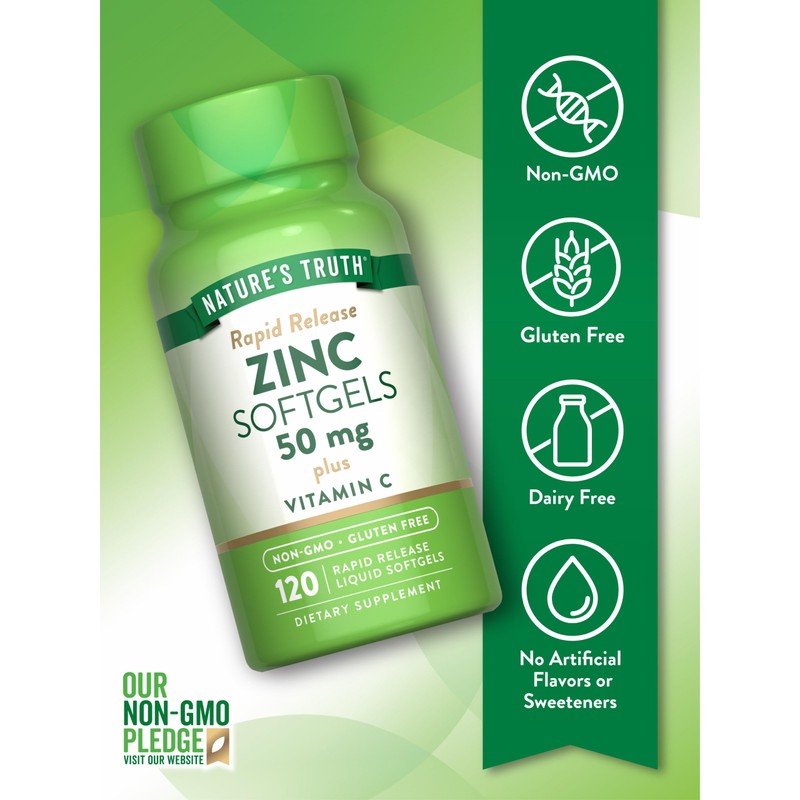 Zinc with Vitamin C | 50mg | 120 Softgels |
