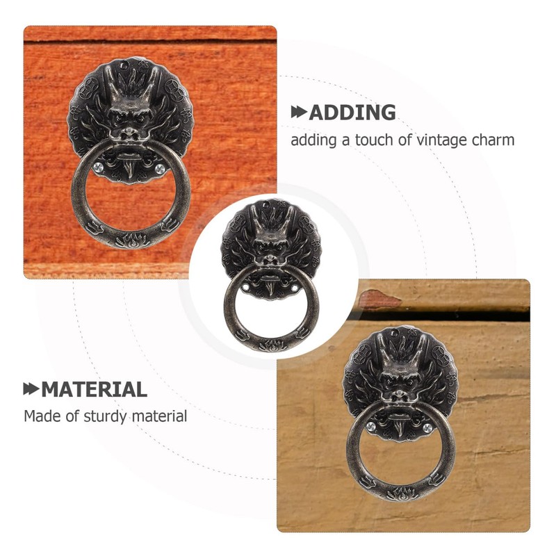 OUNONA Chinese Dragon Cabinets Knob - 10pcs Vintage Brass Drawer