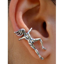 Climbing Man Earrings Human Shaped Clip Earring Helix Ear Clip Cartilage Earring Gold Punk Climbing Man Ear Cuff Earrings Gold Man Cuff Wrap Earrings Jewelry for Women and s(Silver)