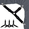 Siaomo Bed Sheet Holders Straps Fasteners - 4 Pcs 3 Ways Sheet Fasteners Fitted Sheet Corner Grippers Holder Elastic Adjustable Sheet Clip Hooks Suspenders Straps(Black Triangle)