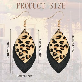 Leopard Print Leo Earrings Women, Leo Print Earrings, Leopard Earrings Women, Earrings Boho, Leather Hanging Earrings, Vintage Jewellery for Women for Carnival, Masquerades, Cosplay, PU, 0