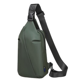 DTGN Small Sling Bag, Waterproof Nylon 7.9 Inch Crossbody Chest Bags Daypack Backpack with Anti-theft Pocket for Men Women (Dark Green)