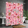 Tcoyodw Christmas Gingerbread Man Santa Claus Pink Shower Curtain 72"