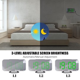 WulaWindy Digital Alarm Clock, Large Mirrored LED Display, with USB Charger, Snooze Function Dim Mode Wall Hanging Beside Desk Clock for Bedroom