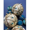 Lalit 10cm Beige Bauble with Gold Embroidery & Teal Accents