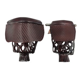 Joy's Billiard Pool Table Pockets Leather Billiard Table Pockets with Mosaic Shield Mahogany Pool Ball Pockets with Guard, Set of 6