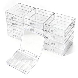 12 cajas de almacenamiento de uñas a presión, 2.5 x 2.4 pulgadas, caja de almacenamiento de puntas de uñas de plástico transparente vacías con barras 