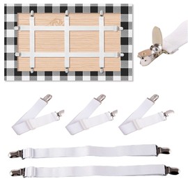 MUNSKT Tablecloth Clips Hidden Strap 5 Pack, Adjustable Elasticity Picnic Table Cloth Holder Clip Bed Sheet Clips Indoor Outdoor for Thick Tables Bench Cover Party Restaurant Camping RV Essential