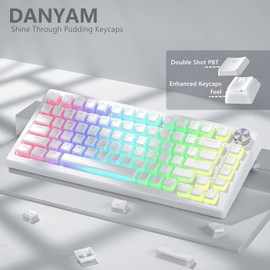 Pudding Keycaps 130 Keys Set PBT Keycap Shine Through Keycaps OEM Profile Compatible with 61/68/84/87/104/108 Mechanical Keyboards for MX Switches