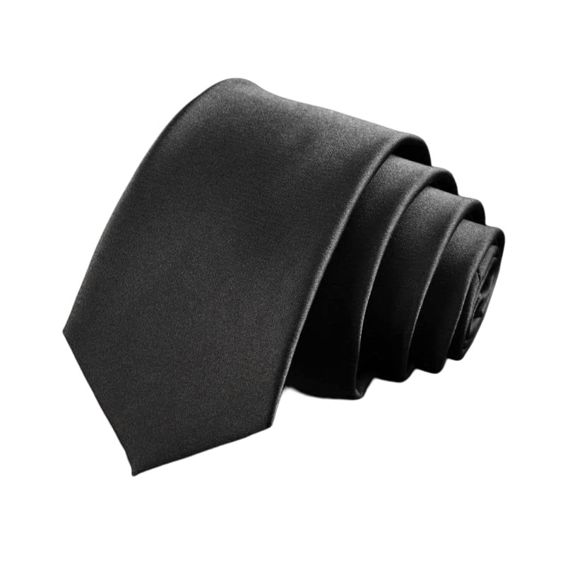 NECOTIA Brand, One-Touch Attachment Necktie, Matte Black, Plain (2.0 inches
