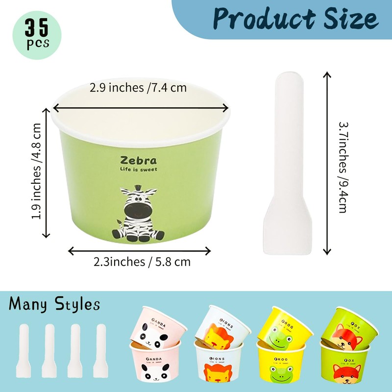 QIANAI Paper Disposable Ice Cream Bowls Ice Cream Cups with