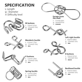 Holzsammlung 30 Pieces Metal Puzzle Metal Puzzle Set IQ Games Patience Game Skill Game Metal Puzzle Thinking Games Toy Mini Gift for Adults and Children