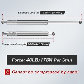 Vepagoo 10 Inch 40Lb/178N Stainless Steel Gas Shock Strut Lift Support Spring for Truck Pickup Tool Box or Boat Storage Lid Toy Toolbox Cover RV Cabinet Door Strut Replacement Parts, Set of 2
