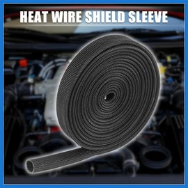 VekAuto Fiberglass Heat Wire Shield Sleeve Heat High Temp Shield Adjustable Heat Shield 10ft 12mm 1/2" Black for Car Wire Protection Auto Accessories