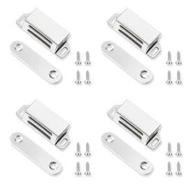RYHHH Door Magnet, Magnetic Closure Cupboard, Cabinet Door Closure, with Strong Magnet, Holding Force 8 kg, for Kitchen, Bathroom Cabinet, Wardrobe Closures Cabinet Door (Silver, Pack of 4)