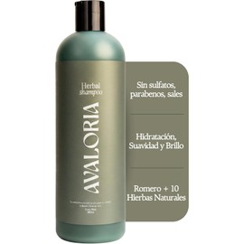 Shampoo Sin Sulfatos, Parabenos ni Sales  Anticaída con Romero  Extracto 100 Natural con 10 Hierbas  Hidratación, Brillo y Crecimiento  Herbal - 480  