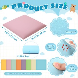 Hahafelt 8 Pack Wall Padding for Playroom Peel and Stick Headboard 11.81" x 11.81" x 1.18" 3D Anti Collision Upholstered Wall Panels Self Adhesive Headboard Panel for Protection (Fresh Colors)